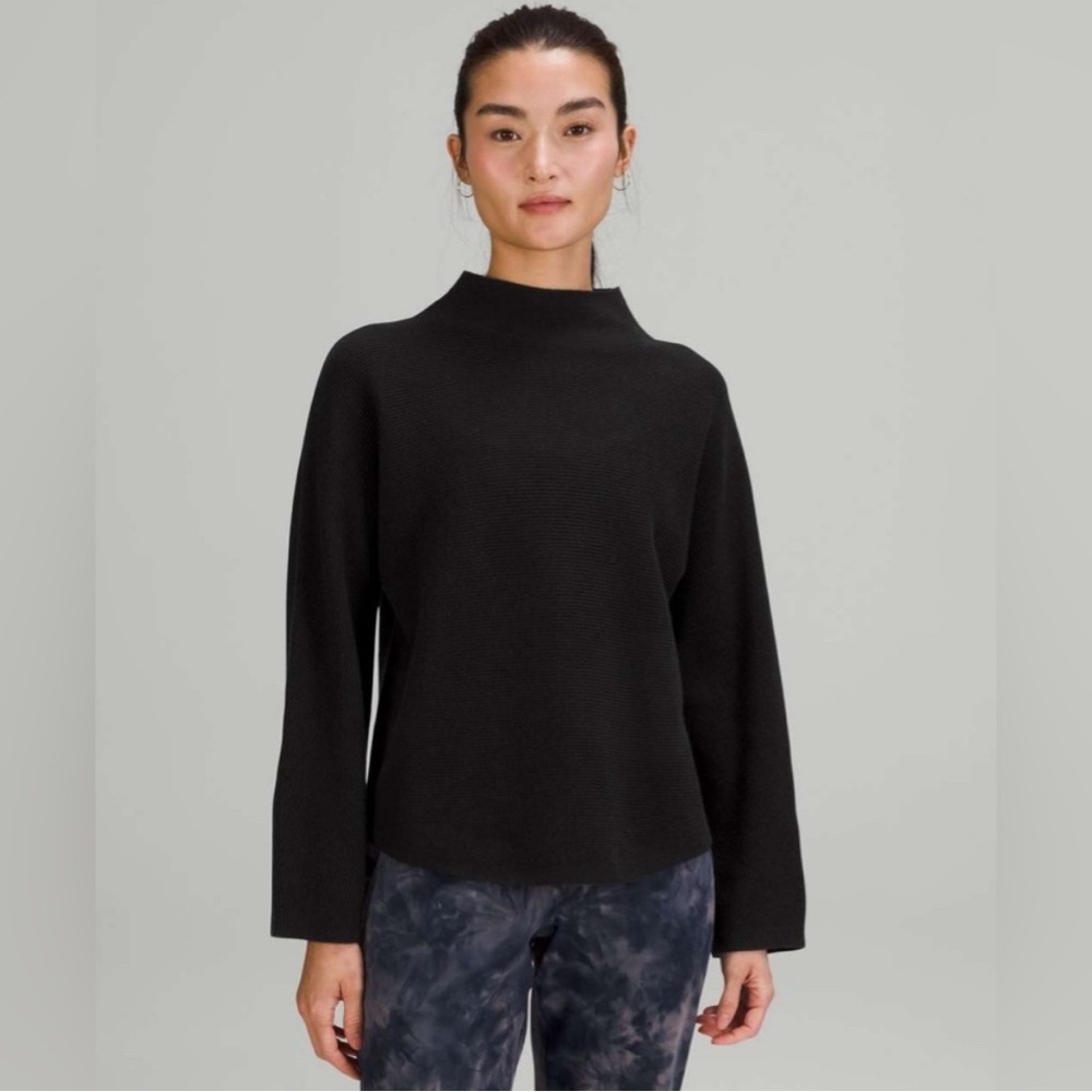 Lululemon Athletica Black Boxy Cotton Blend Sweater